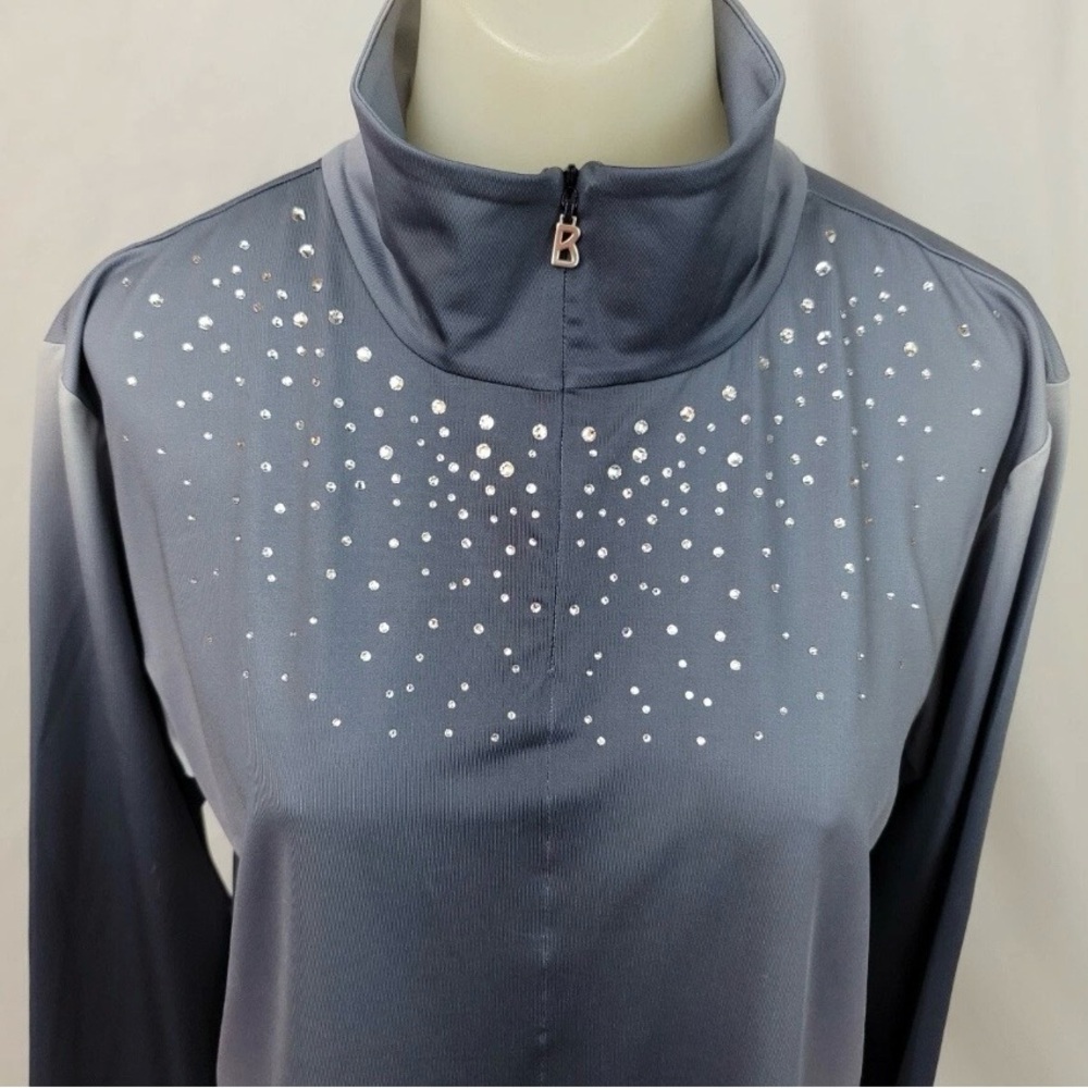 Bogner Grey Ombré Rhinestone 1/4 zip pullover - Picture 2 of 9